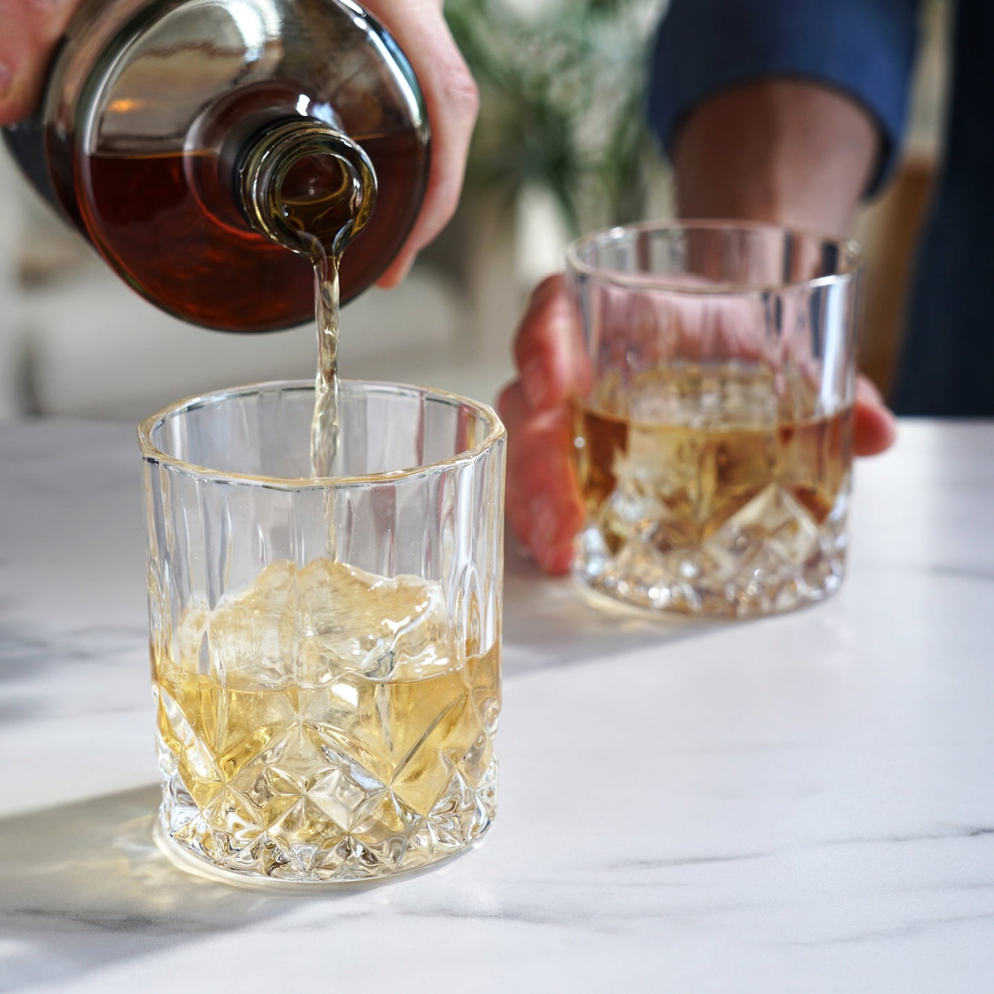 Viski Admiral Crystal Whiskey Tumblers - Classic Lowball Cocktail Glasses