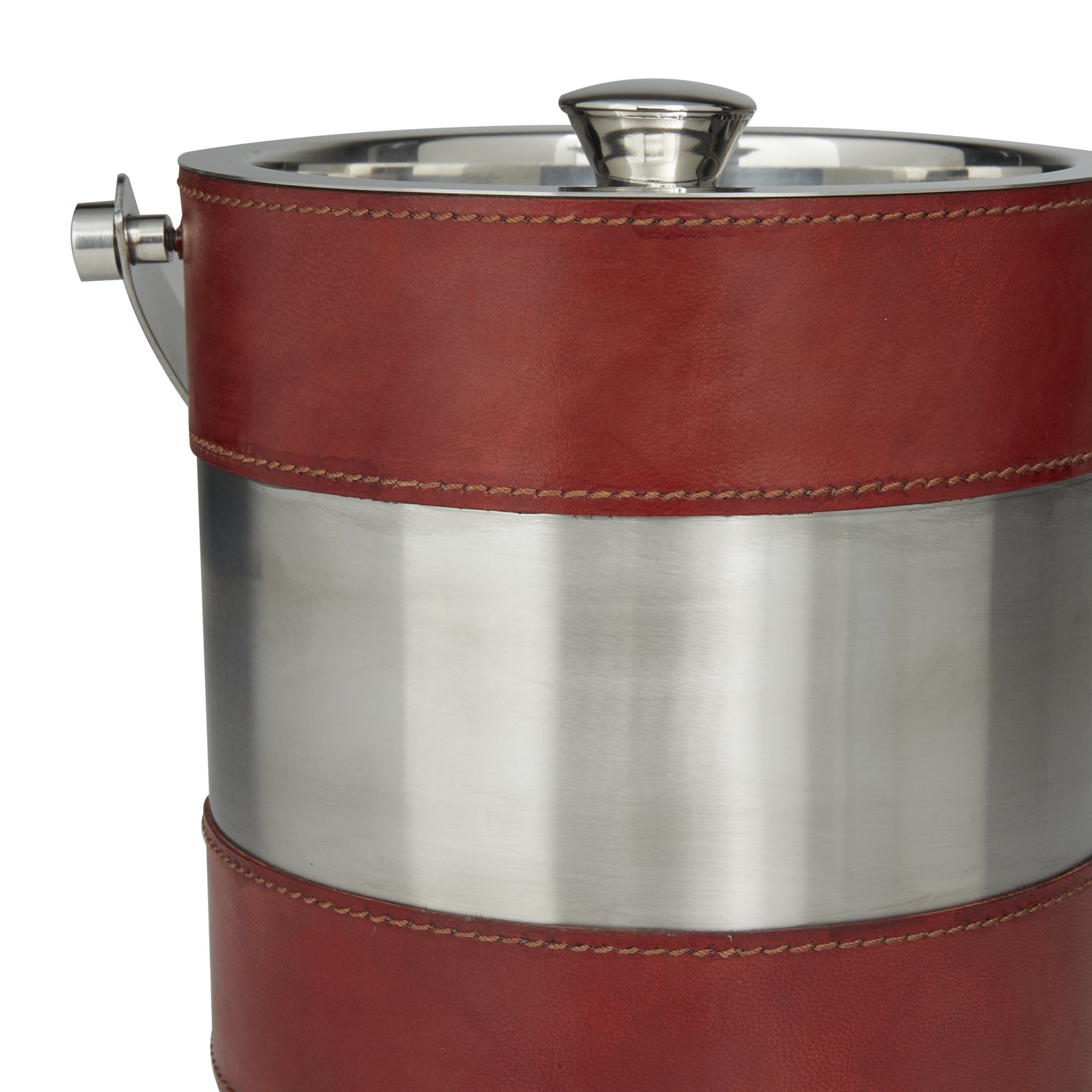 The Novogratz Cylinder Leather Handmade Brown Ice Bucket with Lid