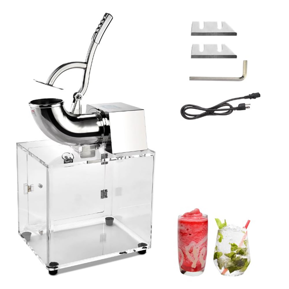 BENTISM 110V Commercial Ice Crusher 440lbs/h, ETL Approved 300W Electric Snow Cone Machine with Dual Blades, Stainless Steel Shaved Ice Machine with Safety On/Off Switch for Family, Restaurants, Bars