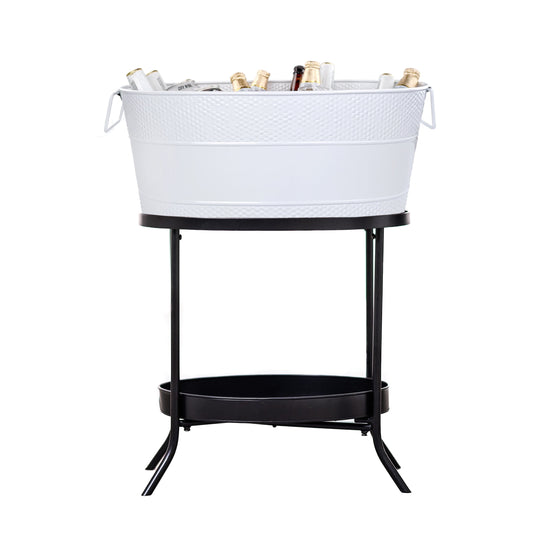 BREKX Stainless Steel Aspen Beverage Tub with Iron Stand 28-inch Height