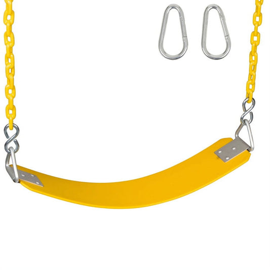 Swing Set Stuff Inc. Commercial Rubber Belt Seat with 5.5 Ft. Coated Chain (Yellow)