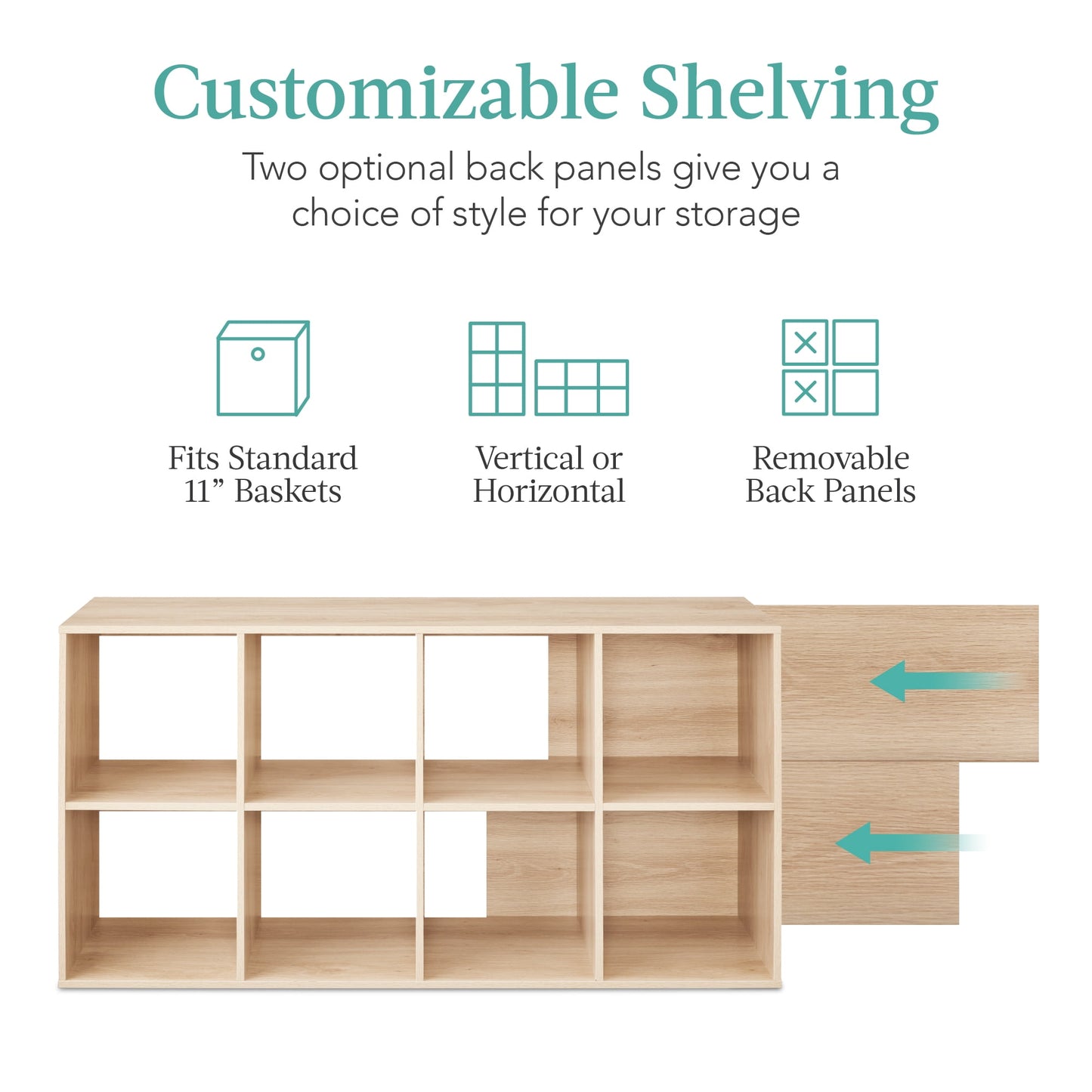 Best Choice Products 8-Cube Bookshelf, 11in Display Storage System, Organizer w/ Removable Back Panels - White